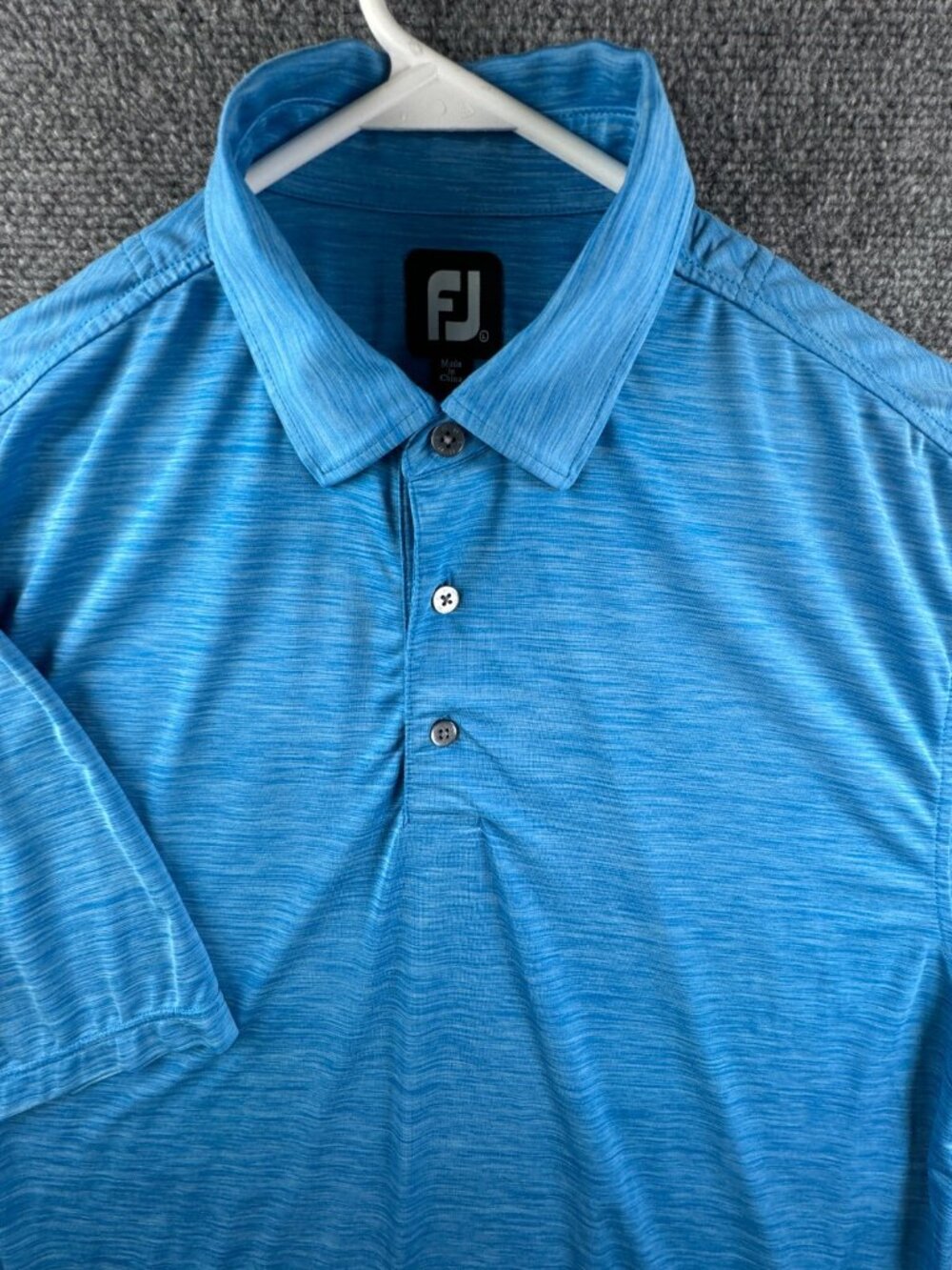 Footjoy Polo Shirt Men Large Blue Golf Performance Polyester Stretch Heathered